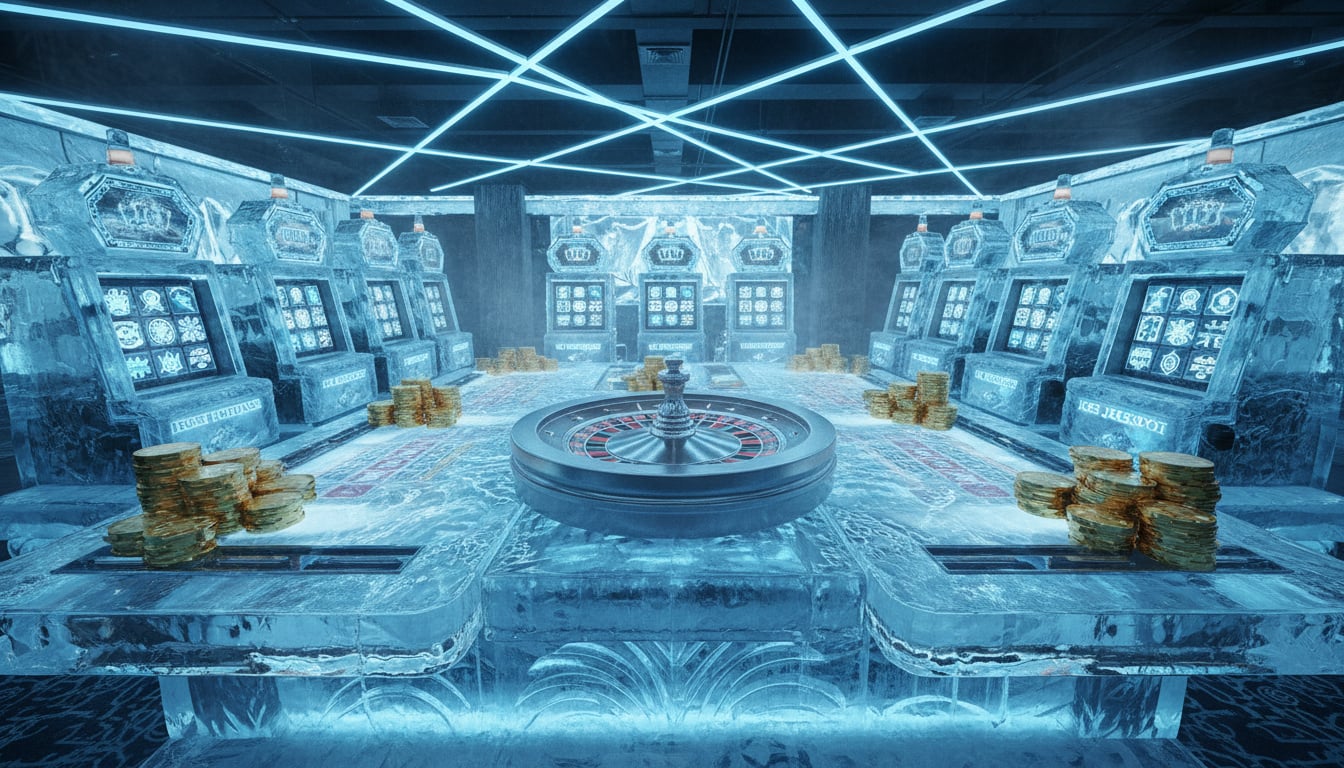 Ice Casino interface showing games and bonuses